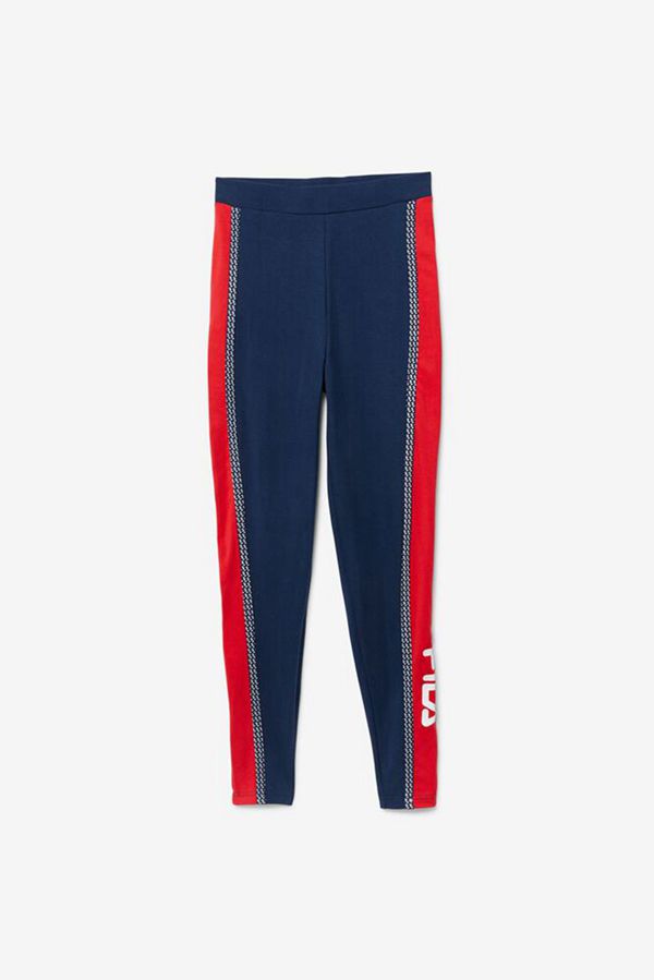 Legging Fila Mulher Azul Marinho/Vermelhas/Branco - Fila Ona Side Stripe Portugal Lisboa,TOCR-31094